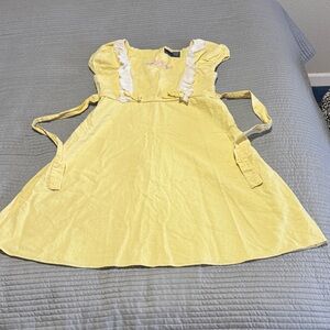 Y2K Basic edition yellow Dress with White Accents.55%linen45%cotton seas:2006